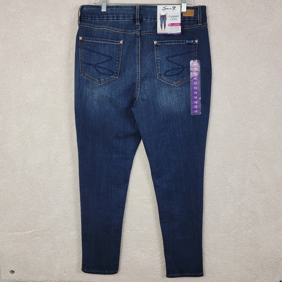 Seven7 NEW Women's 16 Plus Avalon Tummy Less High Rise Skinny Denim Blue Jeans - Picture 3 of 13